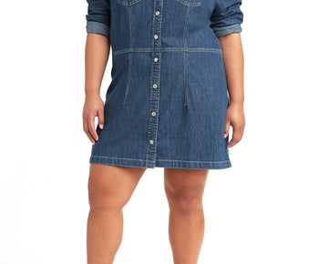 Levi's Women's Plus Size Ellie Denim Dress Blue Size 2X Blue MSRP $70