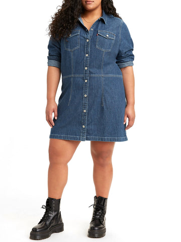 Levi's Women's Plus Size Ellie Denim Dress Blue Size 2X Blue MSRP $70