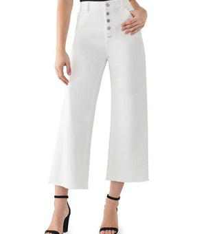 DL1961 Women's Hepburn Button Fly Wide Leg HIGH Rise Vintage Jean White Size 25