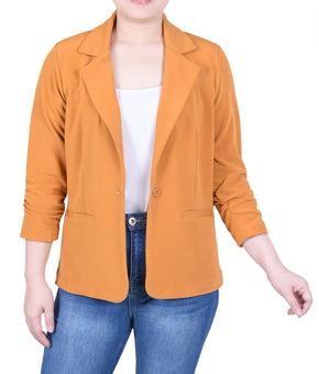 NY Collection Petite 3/4 Sleeve Knit Ottoman Jacket Inca Orange Gold Size PXL