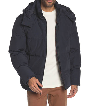 Cole Haan Signature Mens Hooded Zip Puffer Down Jacket Size L Navy