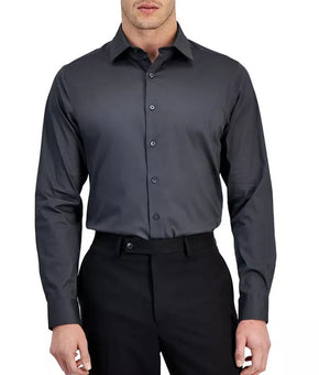 Calvin Klein Men's Slim Fit Refined Button Down Shirt Grey Shadow XL