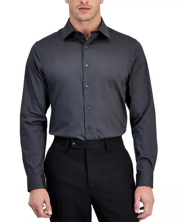 Calvin Klein Men's Slim Fit Refined Button Down Shirt Grey Shadow XL
