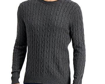 Club Room Mens Sweater Charcoal Cable-Knit Pullover Gray Size XL