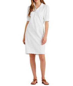 Lauren Ralph Lauren Womens White Collared Shift Short Sleeve Dress Size XS $125