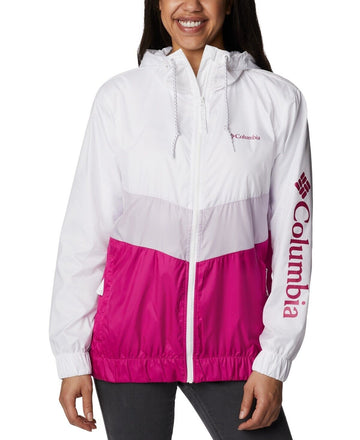 Columbia Sandy Sail Windbreaker Jacket White Pink Size M MSRP $80