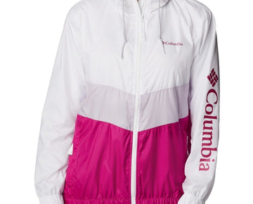 Columbia Sandy Sail Windbreaker Jacket White Pink Size S MSRP $80