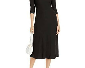 Aqua Womens Black Puff Sleeve Knit Mock Neck Maxi Dress Size S MSRP $68