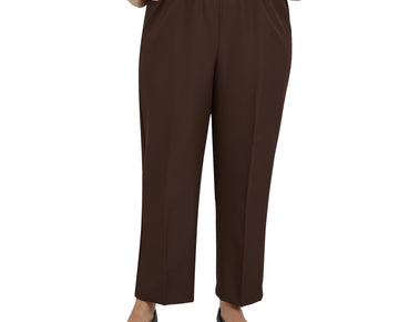 Alfred Dunner Women's Plus Size Solid Elastic Waist Pants Size 18W Brown