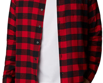 Columbia Mens Cornell Woods Flannel Long Sleeve Shirt Large Mountain Red Buffalo Check