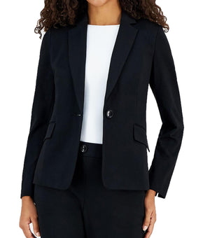 Kasper Womens Collar One-Button Blazer Size PL Black MSRP $80