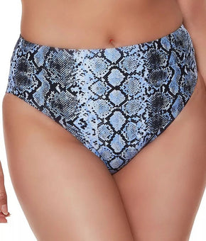 Bar III Women Slitherin High Rise Bikini Bottoms Swimsuit Blue Size XL