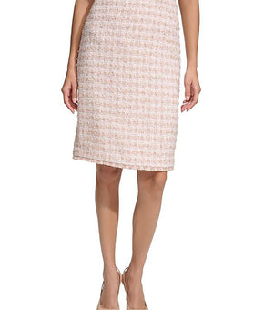 Calvin Klein Womens Glen Plaid Spring Chic Pencil Skirt Pink Size 6