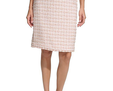 Calvin Klein Womens Glen Plaid Spring Chic Pencil Skirt Pink Size 6