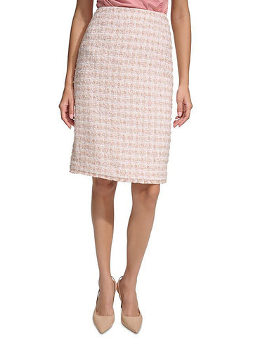 Calvin Klein Womens Glen Plaid Spring Chic Pencil Skirt Pink Size 6