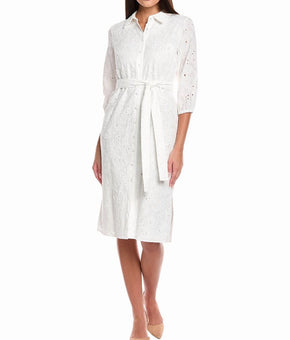 T Tahari womens Floral Embroidered Dress, m, White