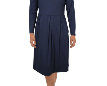 24seven Comfort Apparel Womens Plus Pleated Midi Dress Size 2X Navy