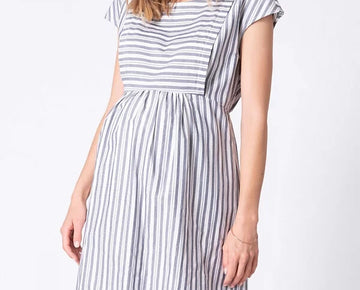 Seraphine Women's Maternity Nursing Dress Gray White Size 2 MSRP $85