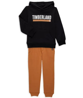 Timberland Little Boys Branded Fleece Hoodie Sweatsuit Set 2 Piece Black Size 5