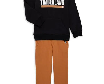 Timberland Little Boys Branded Fleece Hoodie Sweatsuit Set 2 Piece Black Size 5