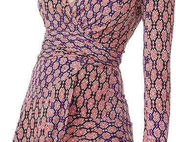 Free People Rhetta Long Sleeve Wrap Dress in Brown Combo, Size Large MSRP $128