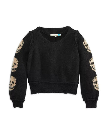 Vintage Havana Girls' Skull V Neck Sweater - Big Kid Black Size XL/16 MSRP $89