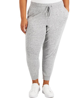 Ideology Jogger Pants Women Plus Size 3X Gray Whisper Knit Drawstring Lounge $65