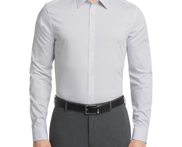 Calvin Klein Steel+Slim Fit Stretch Wrinkle Free Dress Shirt Gray Size 17x34/35