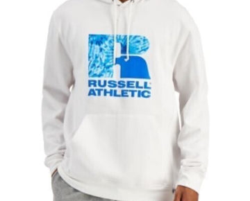 Russell Athletic Men's Santiago Logo-Print Hoodie White Size XL MSRP $32