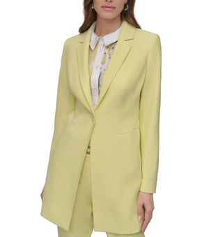 DKNY Petite Size 12P Notched-Collar One-Button Topper Jacket Light Yellow $169