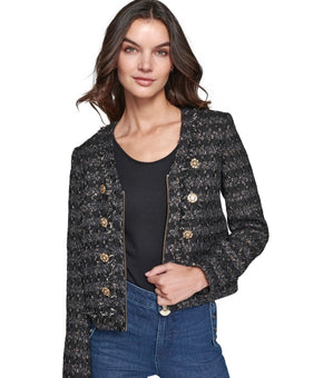 KARL LAGERFELD PARIS Women's Tweed Jacket Black Size 2 MSRP $199