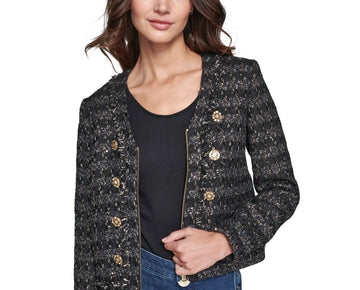 KARL LAGERFELD PARIS Women's Tweed Jacket Black Size 2 MSRP $199