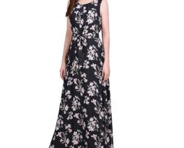 NY Collection Women's Chiffon Maxi Dress Black Size L