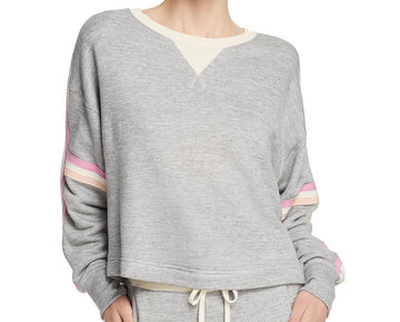 Splendid Womens Striped Heathered Sweatshirt Gray Size L MSRP $128