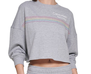 Calvin Klein Women's Pride Embroidered Logo Cropped Sweatshirt Size M 50