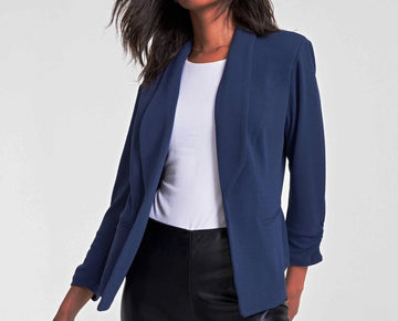 Bar III Petite 3/4-Sleeve Shawl-Collar Blazer Blue Size PXL