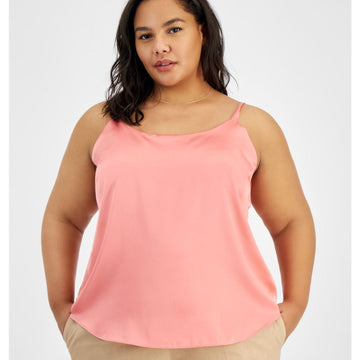 bar III Womens Camisole Top Peasant Blouse, Pink, Plus Size 3X