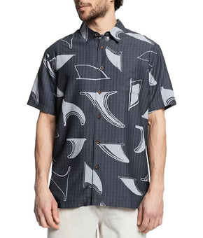 QUIKSILVER Men's Fin Drop Button Down Shirt Gray Size M MSRP $78