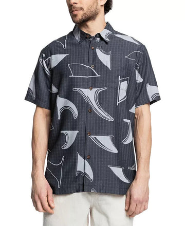 QUIKSILVER Men's Fin Drop Button Down Shirt Gray Size M MSRP $78