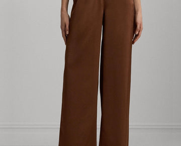 Lauren Ralph Lauren Women's Lightweight Satin Pants Brown Size M MSRP $165
