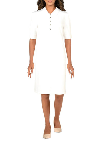 Lauren Ralph Lauren Womens Chase Collared Short Sleeves Shirtdress White Size L