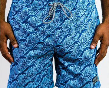 BEAUTIFUL GIANT Men's Beach Swim Pocketed Board Short Blue Size L