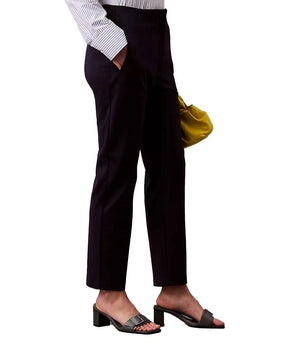 Calvin Klein Women's Ponte Cropped viscose Straight-Leg Pants Black Size L $89