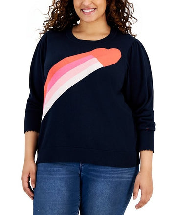 Tommy Hilfiger Plus Size 3X Heart Puff-Sleeve Sweater $89.50