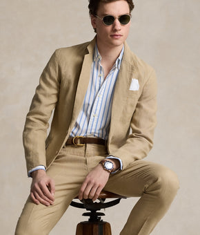 Polo Ralph Lauren Men's Soft Modern Linen Suit Jacket Sport Coat 46L Tan Beige