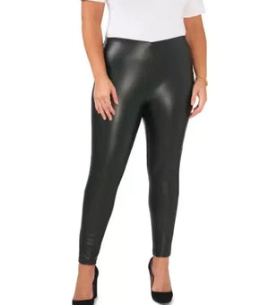 Vince Camuto Shiny Black PU Faux Leather Skinny Jeggings Pants Size 1X MSRP $89
