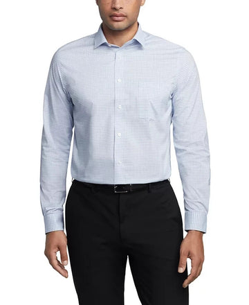 Van Heusen Men's Regular Fit Ultra Flex Collar Blue Check Size 16/16.5 x 34/35