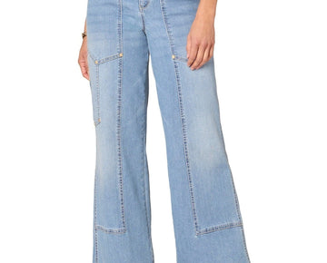 Democracy Women's "Ab"solution Skyrise Utility Wide-Leg Jeans Blue Size 10 $94