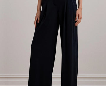 Lauren Ralph Lauren Stretch Jersey Wide-Leg Pants Navy Petite Size 2P MSRP $145