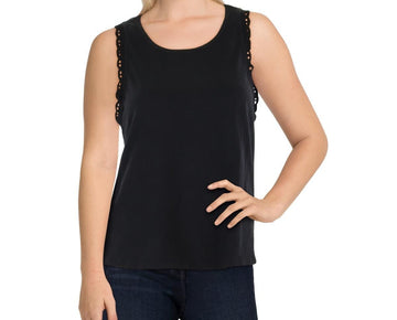 Lucky Brand Womens Lace-Trim Swing Tank Top Jet Black Size M